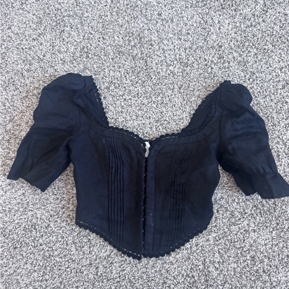 Reformation Black Puff Sleeve Blouse